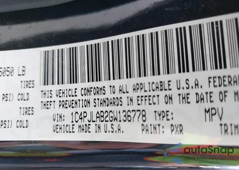 2016 Jeep Cherokee Sport z USA, uszkodzony, nr VIN 1C4PJLAB2GW136778